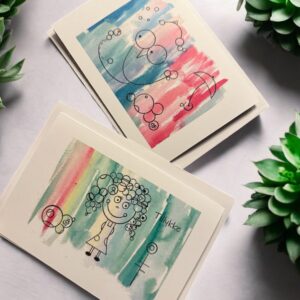 Kort A6 - pige og fugl